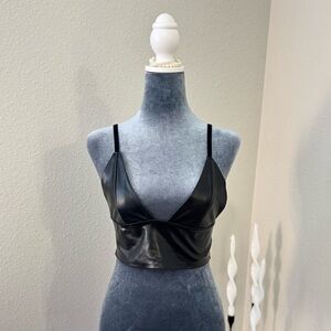 Akira Black Faux Leather Bralette Top